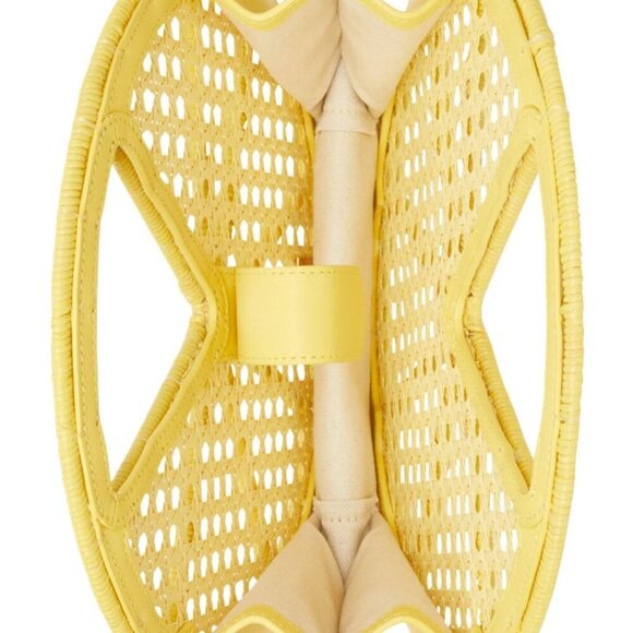 Kate Spade Lemon Drop Rattan Top-Handle Yellow Leather Crossbody Bag - Picture 10 of 11